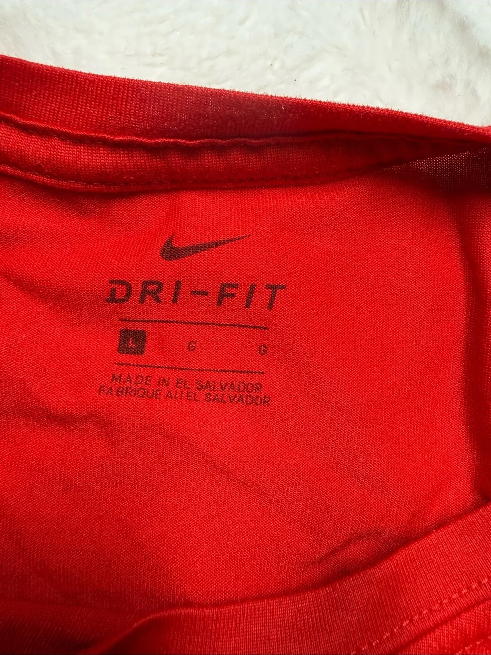 Nike Red Short Sleeve Dri-FIT Tee with White Swoosh